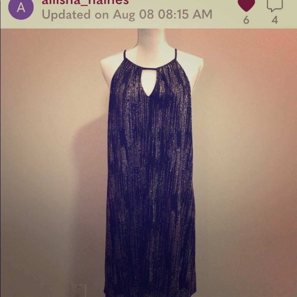 Candies Halter Silver Shimmer Shift Dress